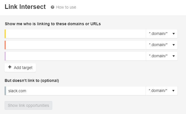 ahrefs link intersect