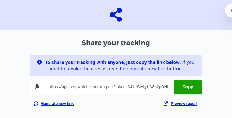 serpwatcher shareable link