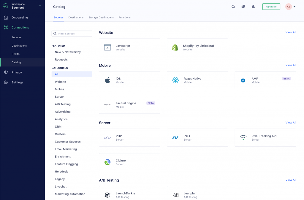 segment app catalogue