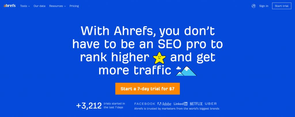 ahrefs homepage