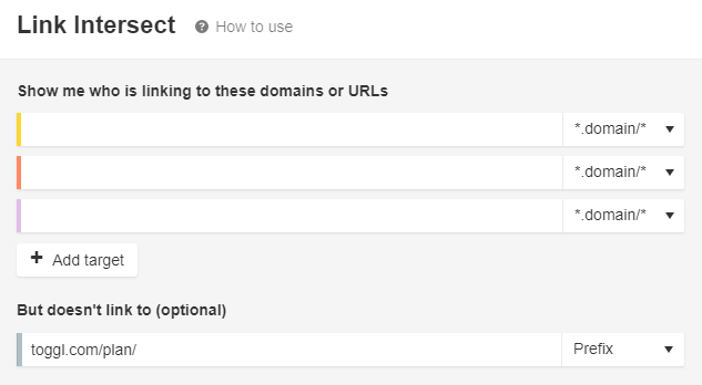 ahrefs link intersect tool