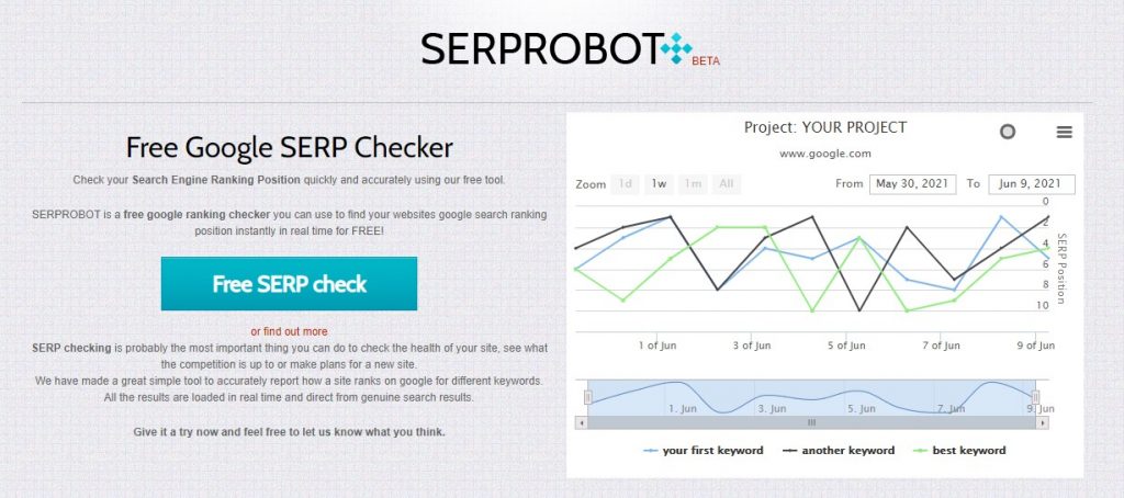 serprobot homepage screenshot