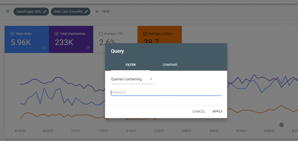 check keyword positions with google search console, step 3