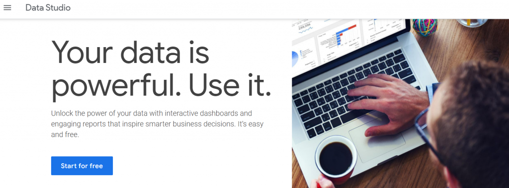 Google Data Studio landing page view