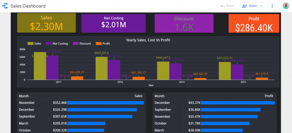 google data studio interface