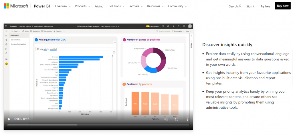 microsoft power BI interface