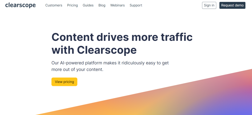 clearscope landing page