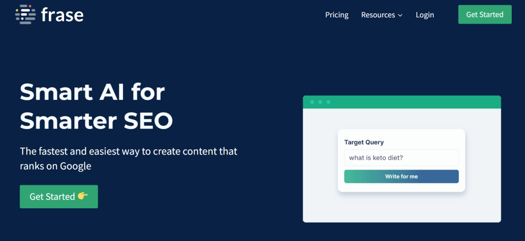 frase landing page - SurferSEO Alternatives